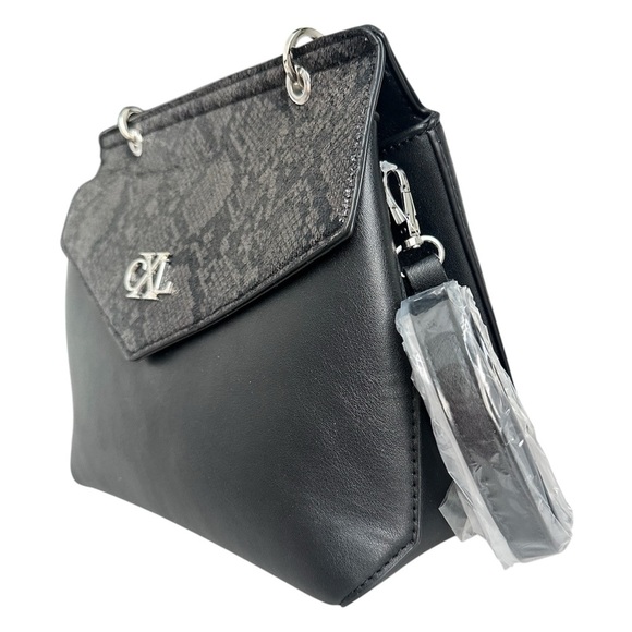 CHRISTIAN LACROIX Sable Prism Python Satchel Handbag Black Silver Women Med $98 - Picture 7 of 10